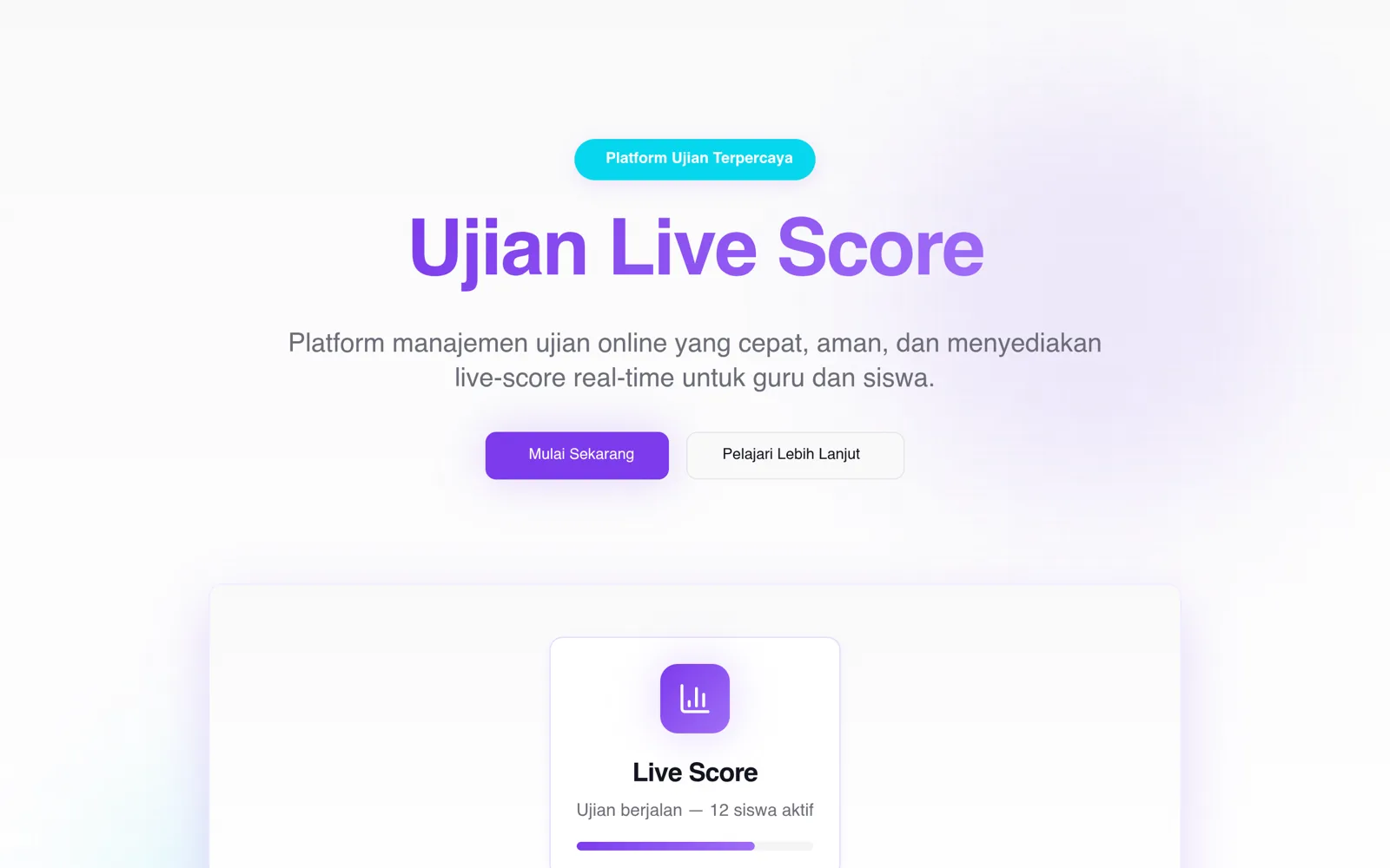 Tangkapan layar proyek Ujian Live